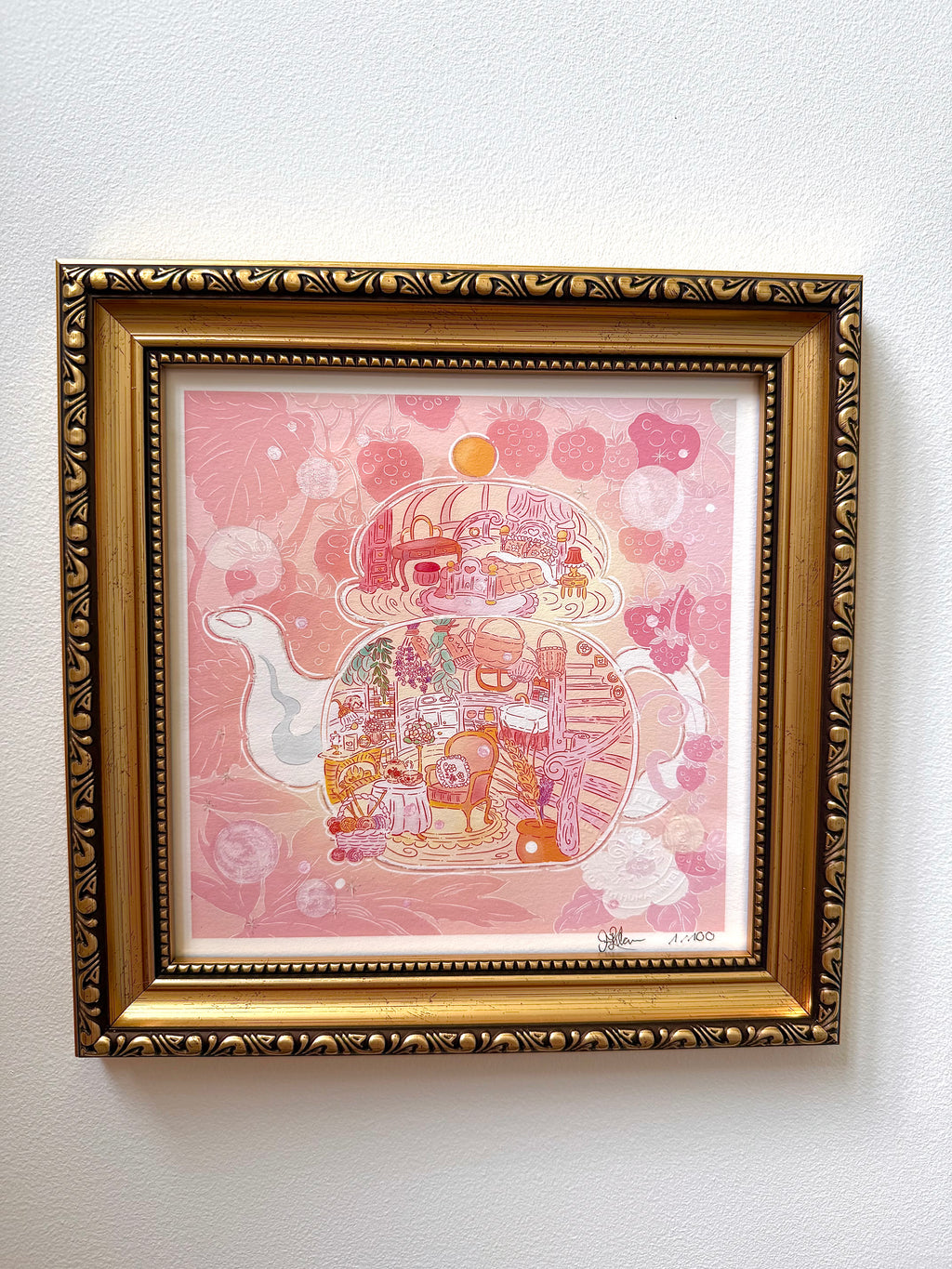 The Teapot House — Fine Art Print | Signed Giclée with Hand-Painted Glitter Detail