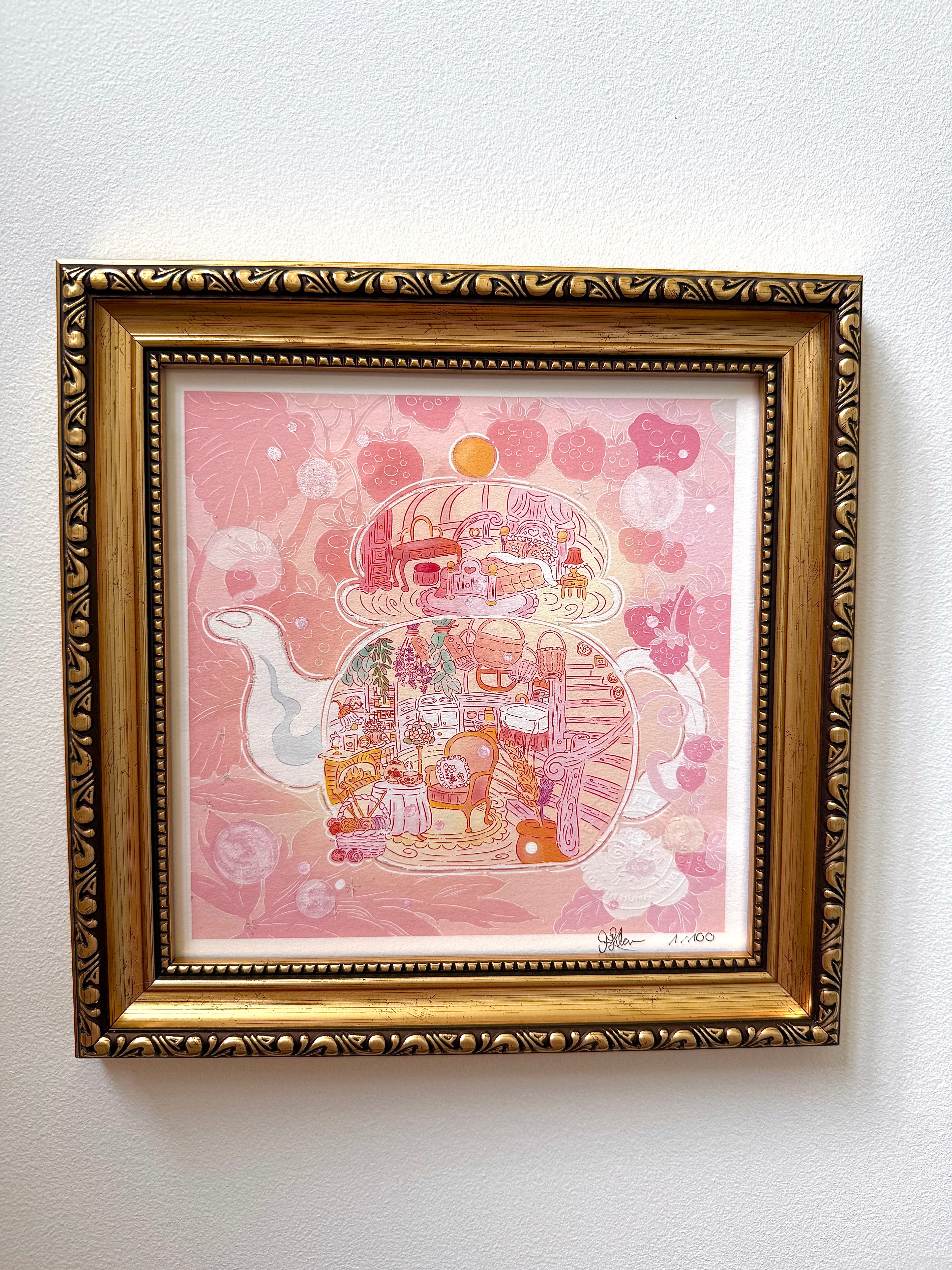 The Teapot House — Fine Art Print | Signed Giclée with Hand-Painted Glitter Detail