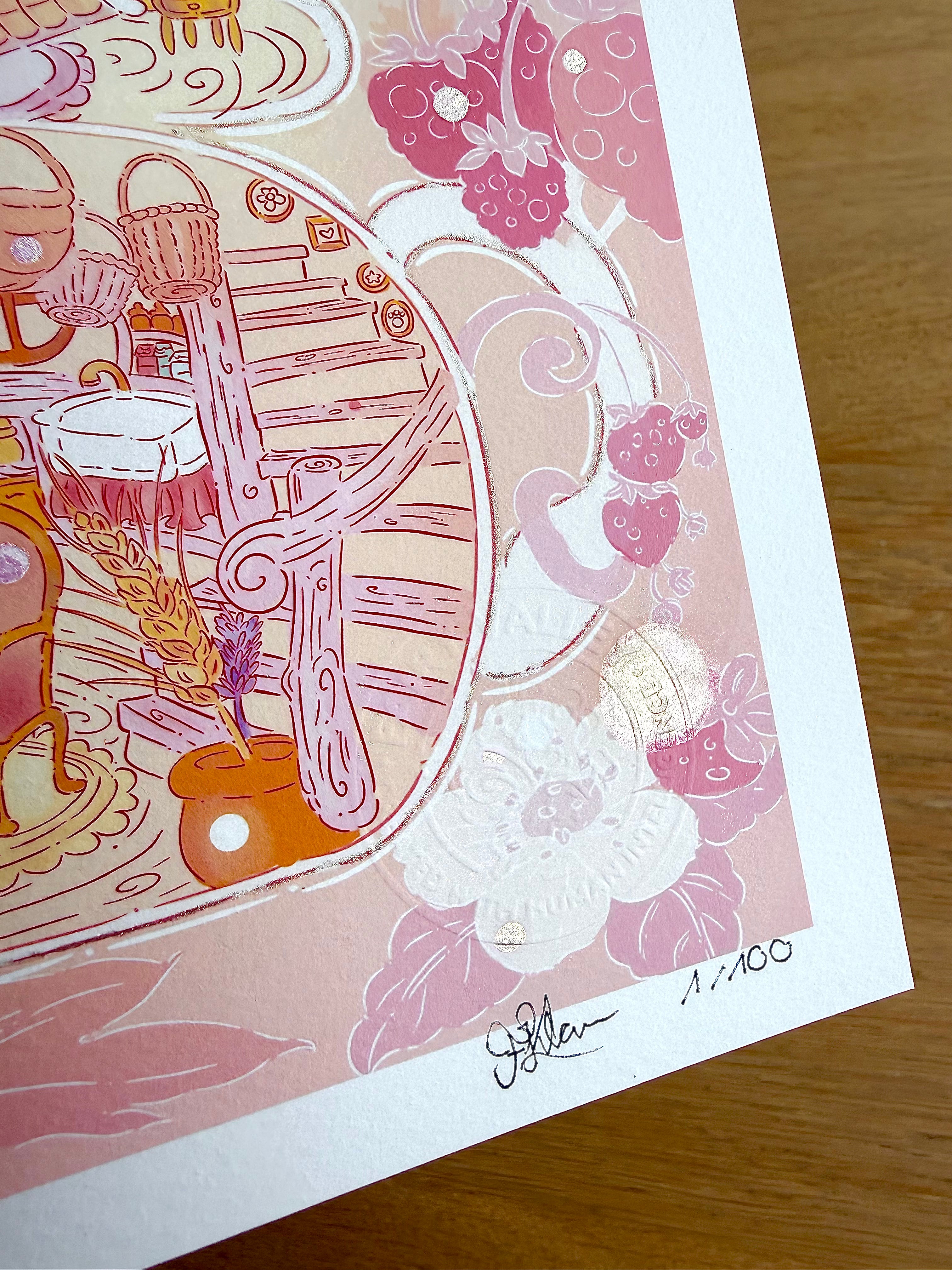 The Teapot House — Fine Art Print | Signed Giclée with Hand-Painted Glitter Detail