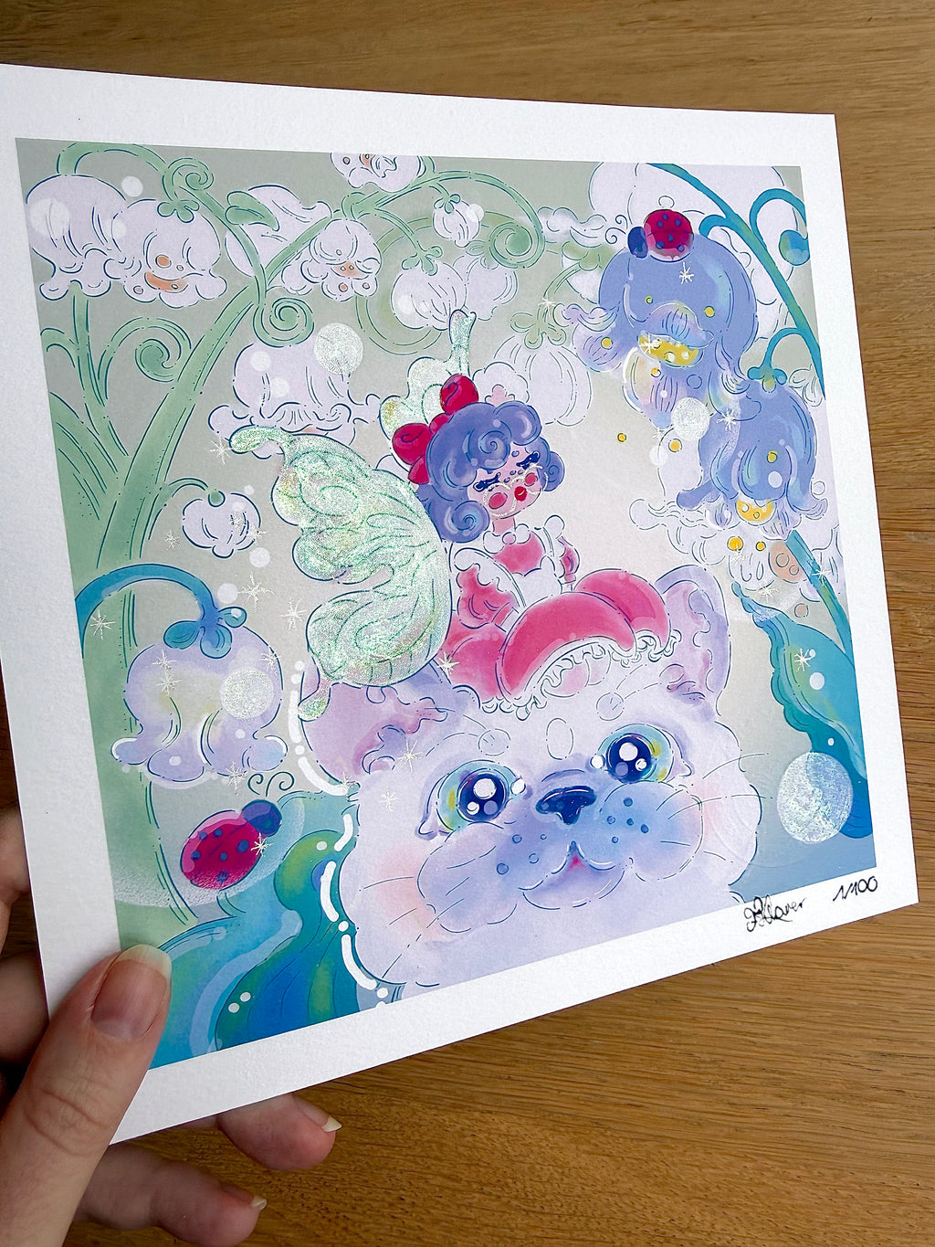 Lily of the Valley — Fine Art Print | Signed Giclée with Hand-Painted Glitter Detail