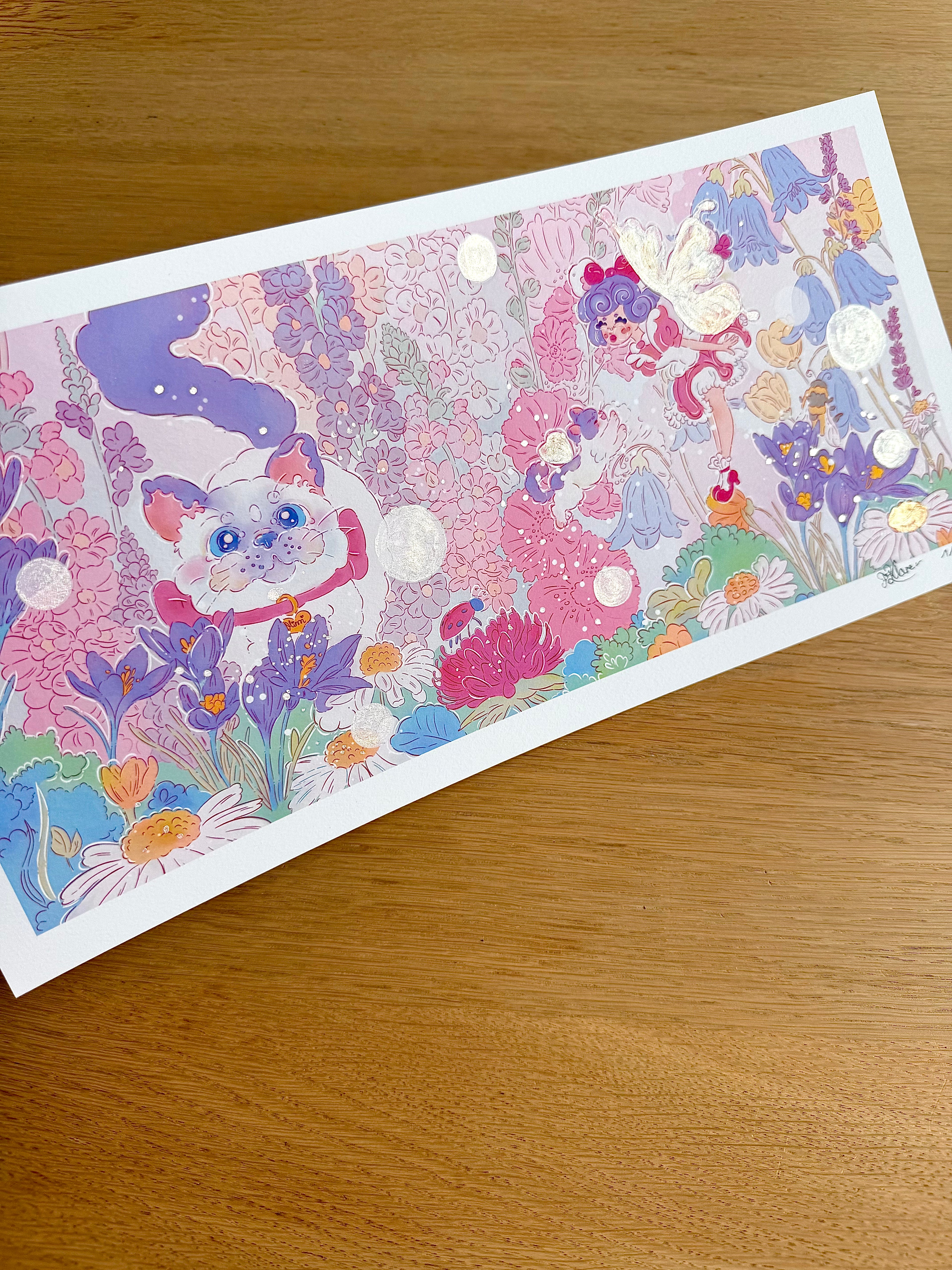 Flower Meadow — Fine Art Print | Signed Giclée with Hand-Painted Glitter Detail
