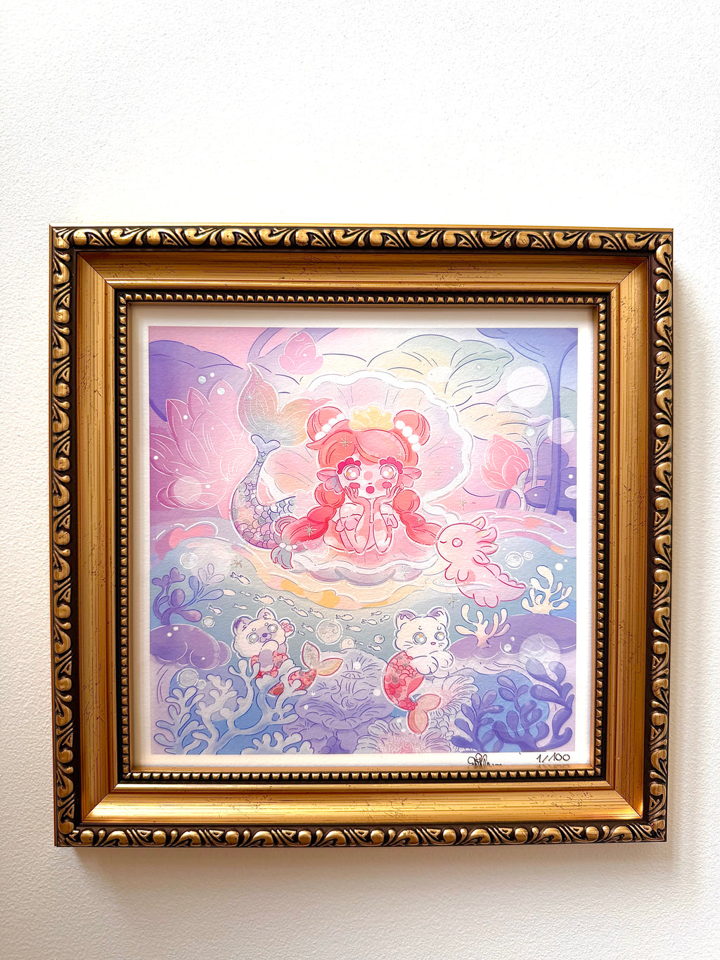 Mermaid Cove — Fine Art Print | Signed Giclée with Hand-Painted Glitter Detail