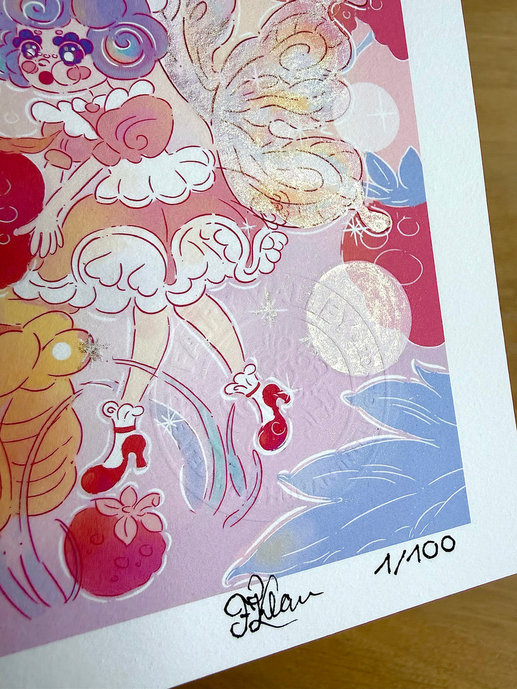 Strawberry Picking — Fine Art Print | Signed Giclée with Hand-Painted Glitter Detail