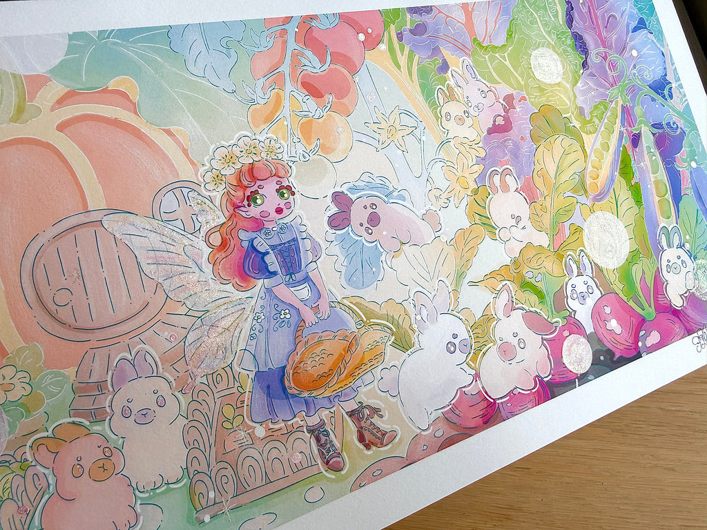 The Pumpkin House — Fine Art Print | Signed Giclée with Hand-Painted Glitter Detail