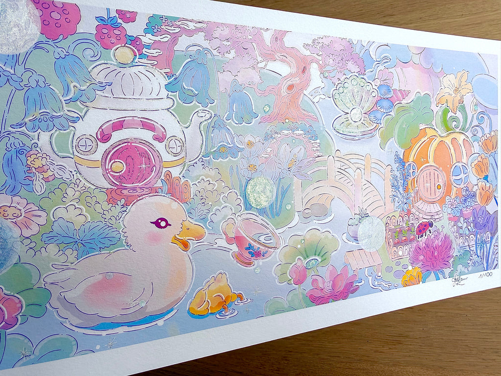 Fairy Valley Map — Fine Art Print | Signed Giclée with Hand-Painted Glitter Detail