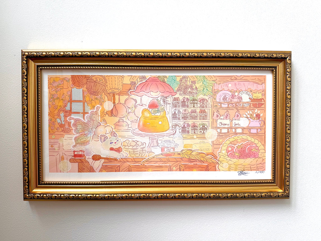 Teapot House Kitchen — Fine Art Print | Signed Giclée with Hand-Painted Glitter Detail