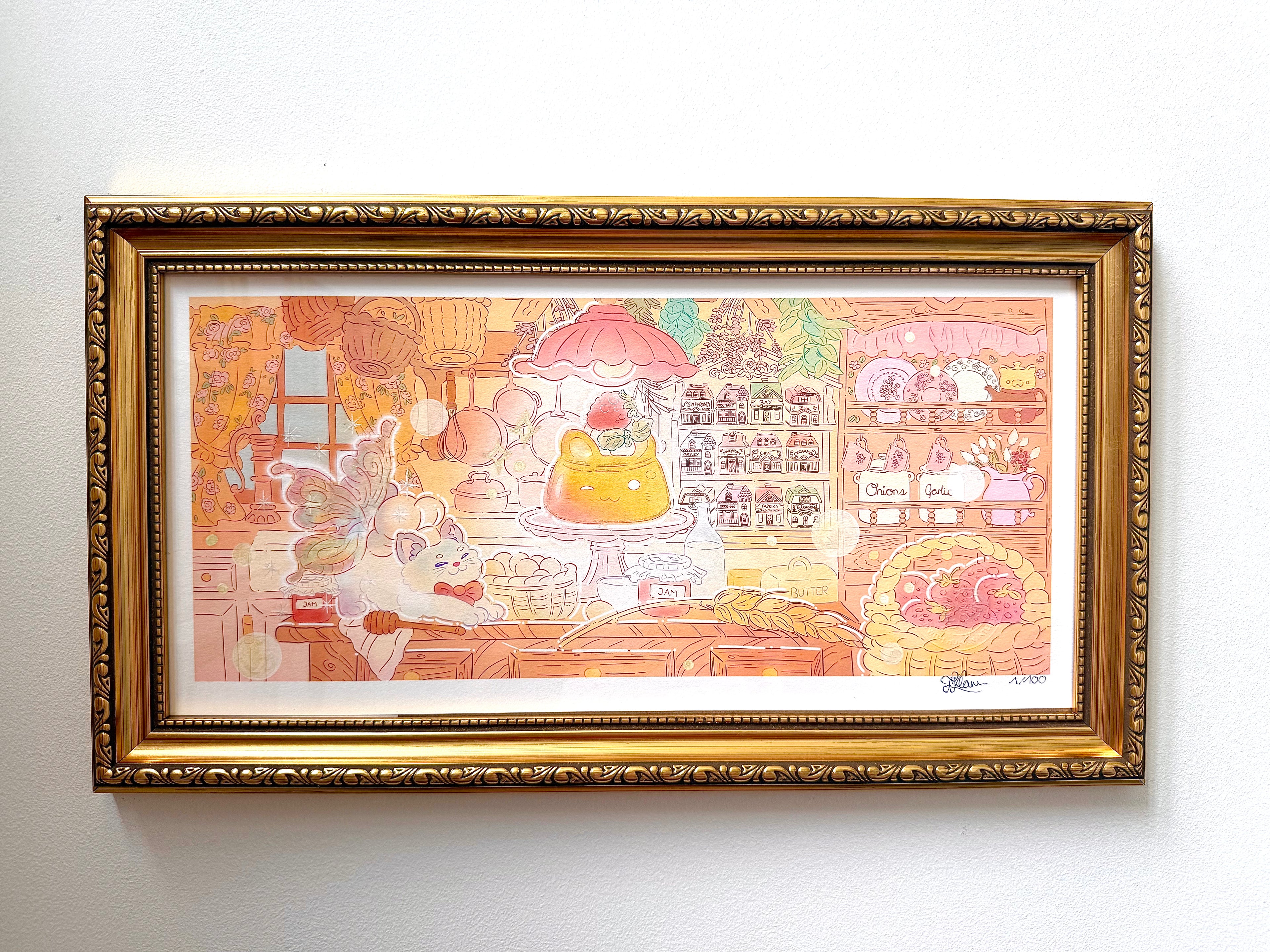 Teapot House Kitchen — Fine Art Print | Signed Giclée with Hand-Painted Glitter Detail