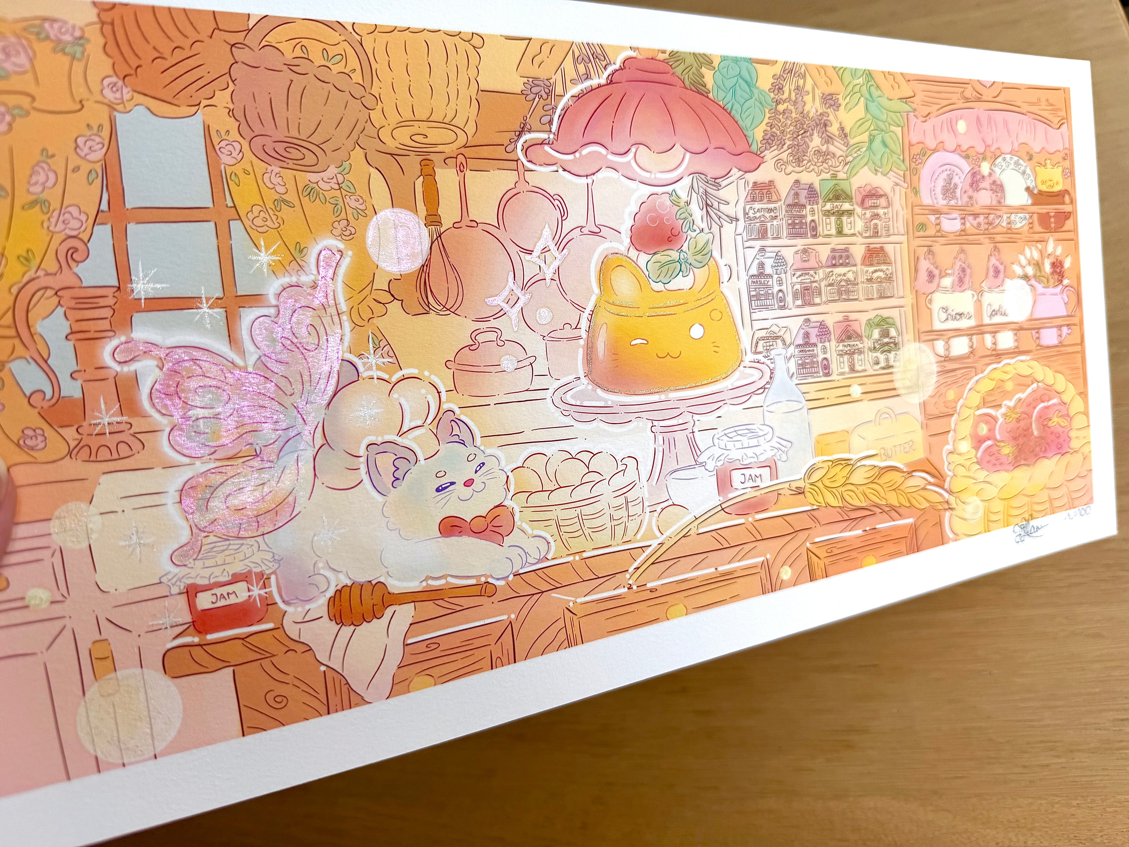Teapot House Kitchen — Fine Art Print | Signed Giclée with Hand-Painted Glitter Detail