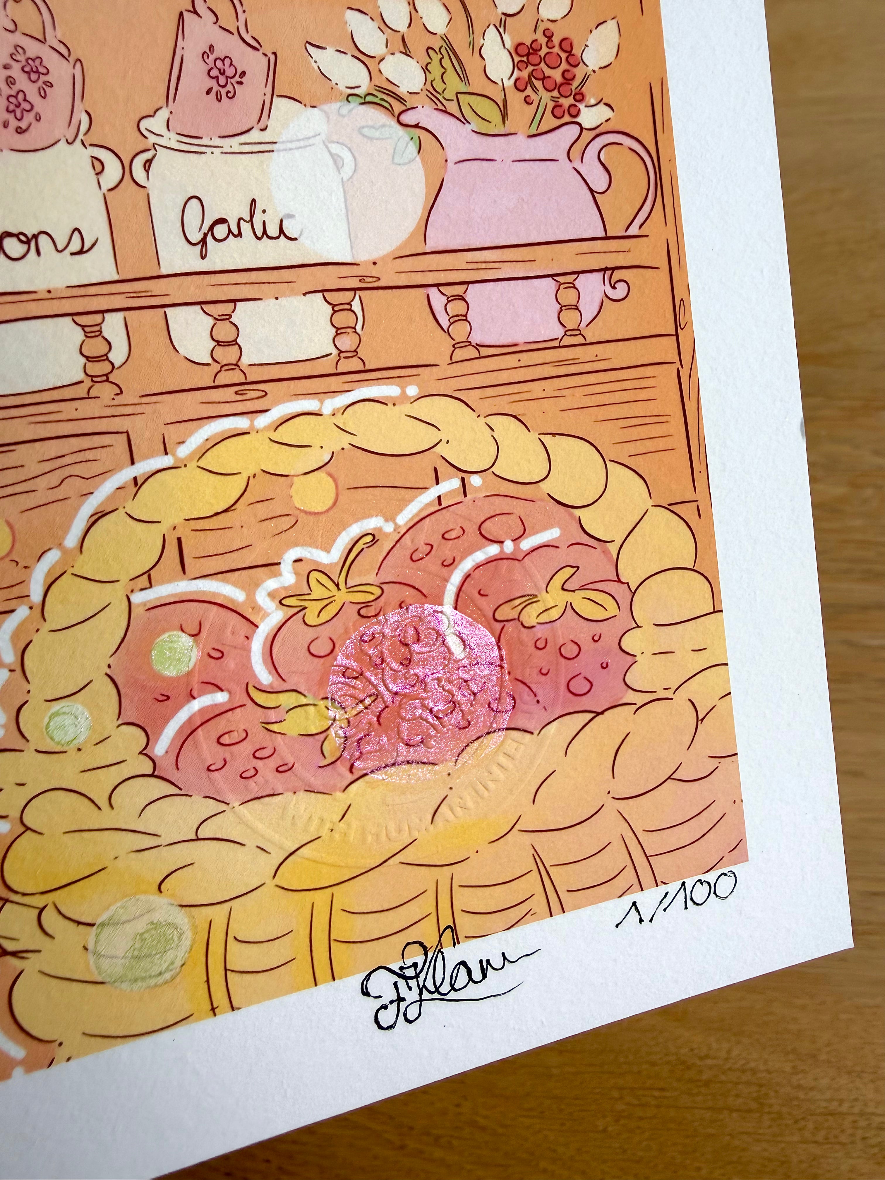 Teapot House Kitchen — Fine Art Print | Signed Giclée with Hand-Painted Glitter Detail