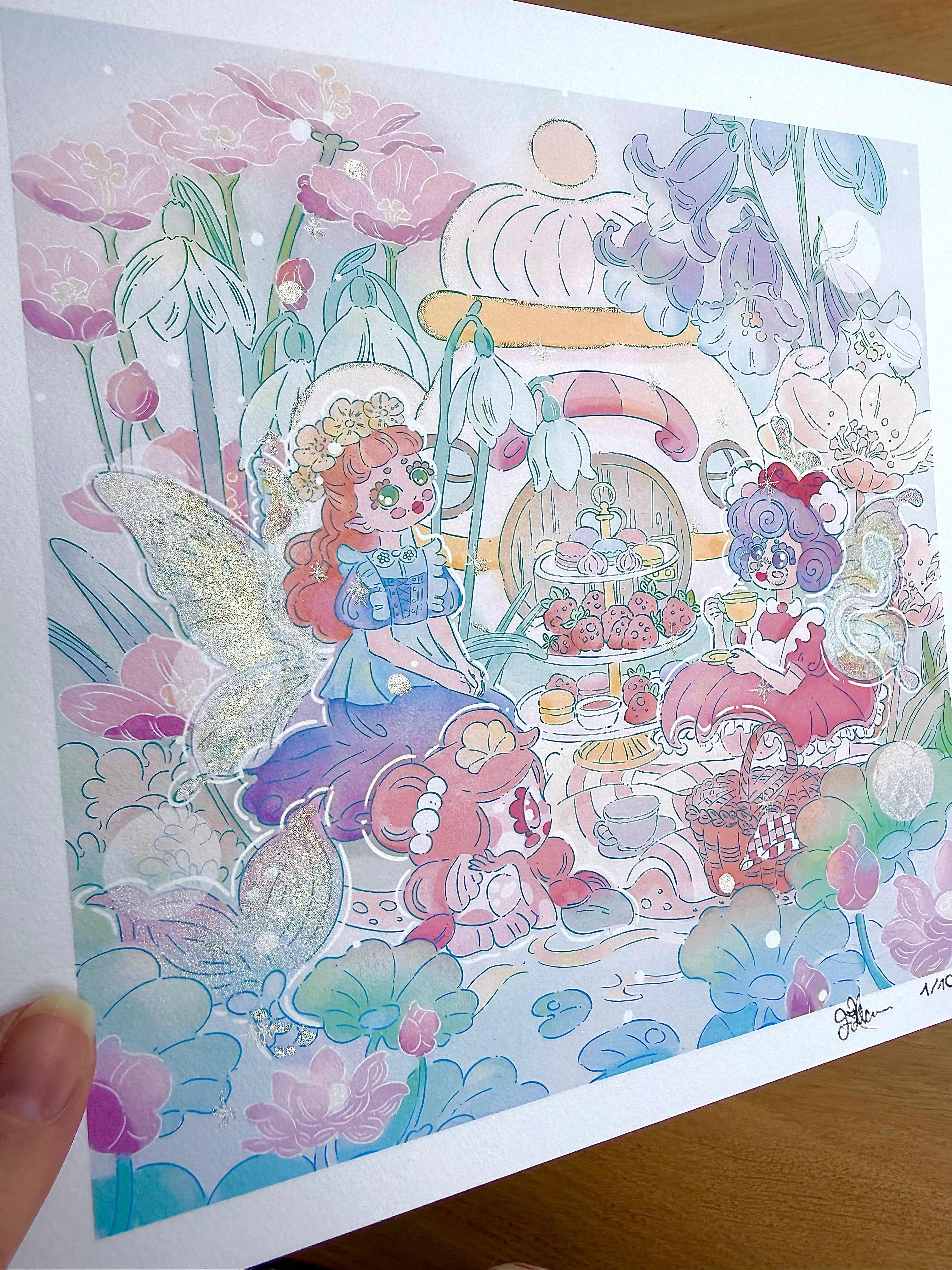 The Picnic — Fine Art Print | Signed Giclée with Hand-Painted Glitter Detail