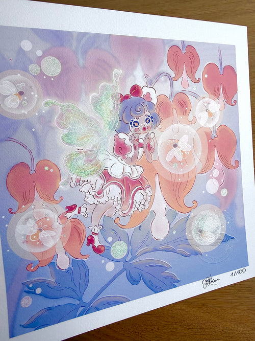 Dancing Fireflies — Fine Art Print | Signed Giclée with Hand-Painted Glitter Detail